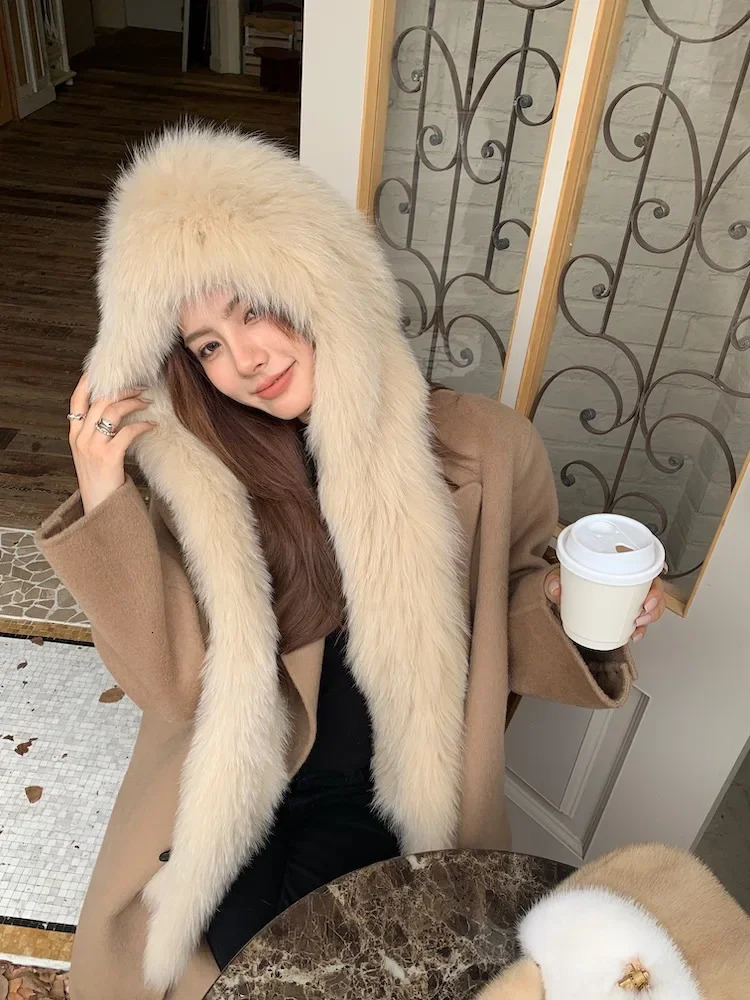 Fur Scarf Hat Integrated with Winter Warmth and Cold Protection Thick Korean Edition 241009
