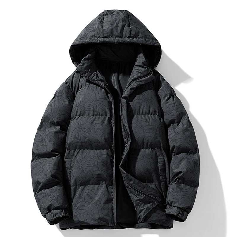 Mens Parkas hooded jacket thick winter jacket warm solid fashionable cotton pad mens clothing jacket X241017