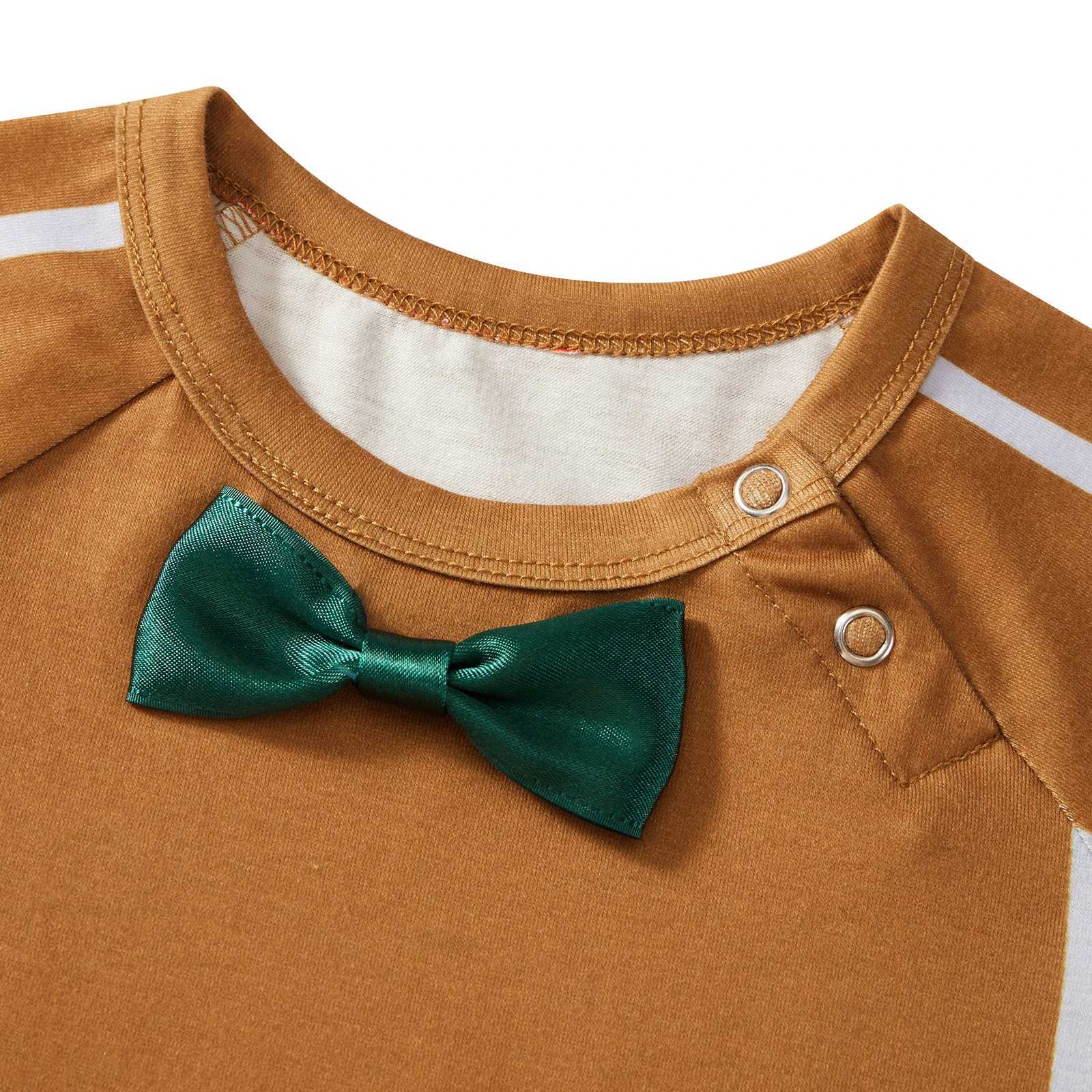 Family Matching Christmas Pajamas Baby Union Gingerbread Mens Bow Decoration Printed Top and Pants Pajama Set 2024 W241015