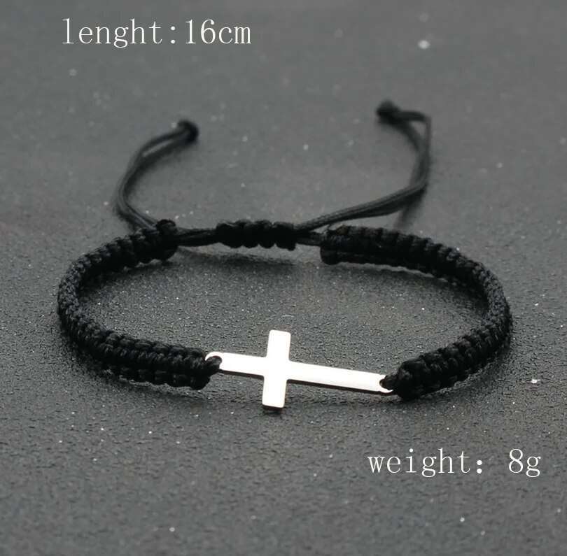 Stainless Personality Creative Cross Hand-woven Adjustable Colored String Couple Versatile Bracelet link bracelets silver jewelry