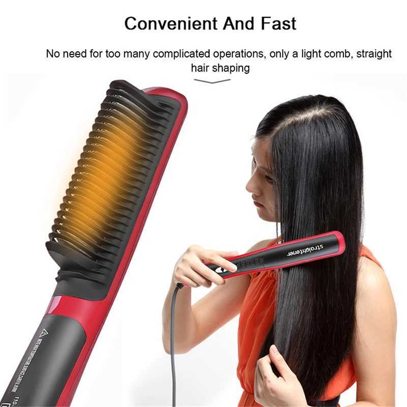 Electric Hair Straightener Brushes Anti-Scald Straight Curling Dual-Use Bangs Straightening Splint Inner Buckle Irons Fast HeatXJ241016