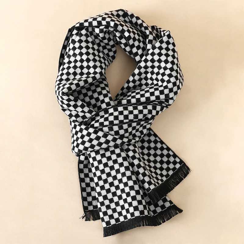 New Fashion Winter Mens Cotton Scarf Warm Collar Embroidered Striped Scarf Soft Long Casual M Bufanda Pashmina Shawl X241017