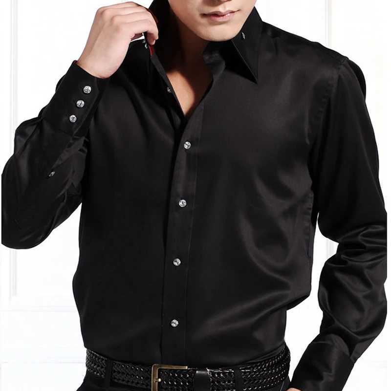 Dress Shirt Men Button-down Collared Formal Business Long Sleeve Casual Shirt Korean Fashion Slim Fit Male Designer Shirts White LX241017