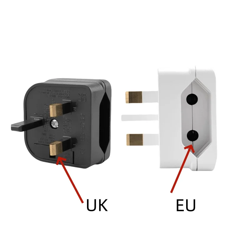 Euro EU To UK Plug Adapter With 3A/5A/13A Fuse UK British Electrical Travel Adapter Converter Socket AC Power Cord Outlet 2pcs/Pack