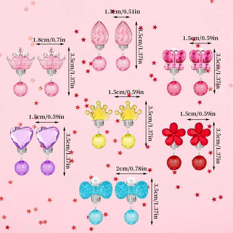 7 pairs of Korean style childrens ear clips cute cartoon animal ear clips without perforations earrings for girls and children gifts and jewelry W2410