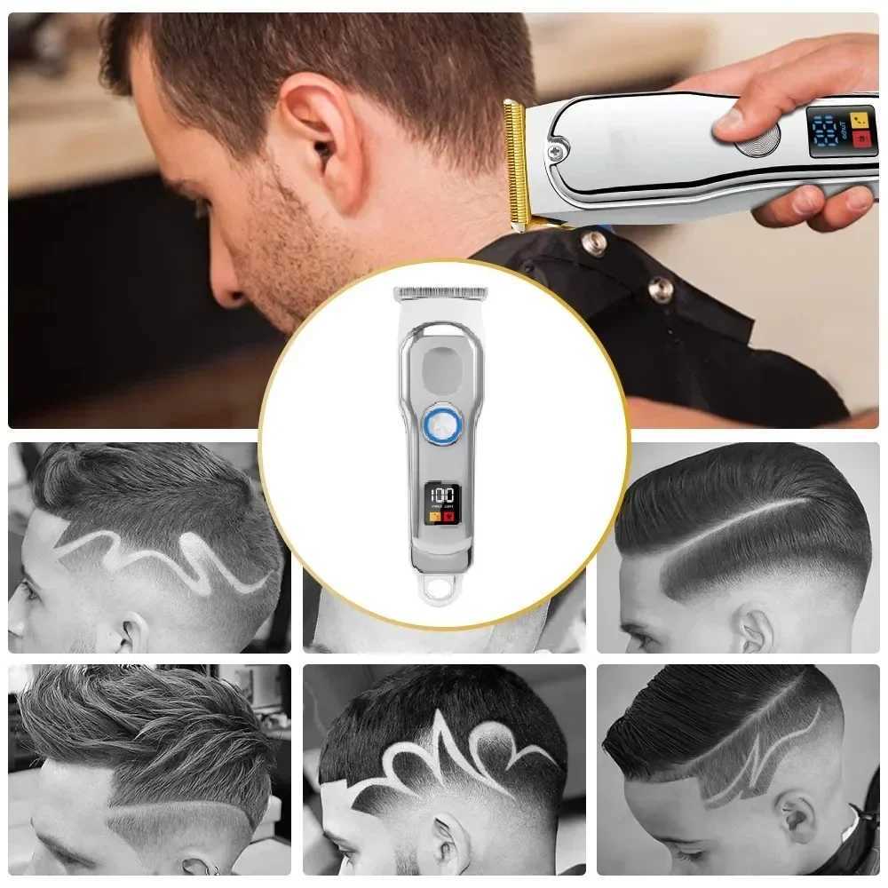 Professional hair clipper rechargeable electric trimmer suitable for male beard childrens hair clippers hair clippers LED screen waterproof W241017