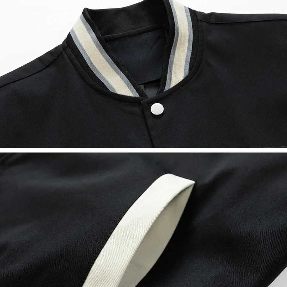 Black baseball jacket mens Plus size 10XL bomber jacket fashionable casual patch work mens large jacket M241017