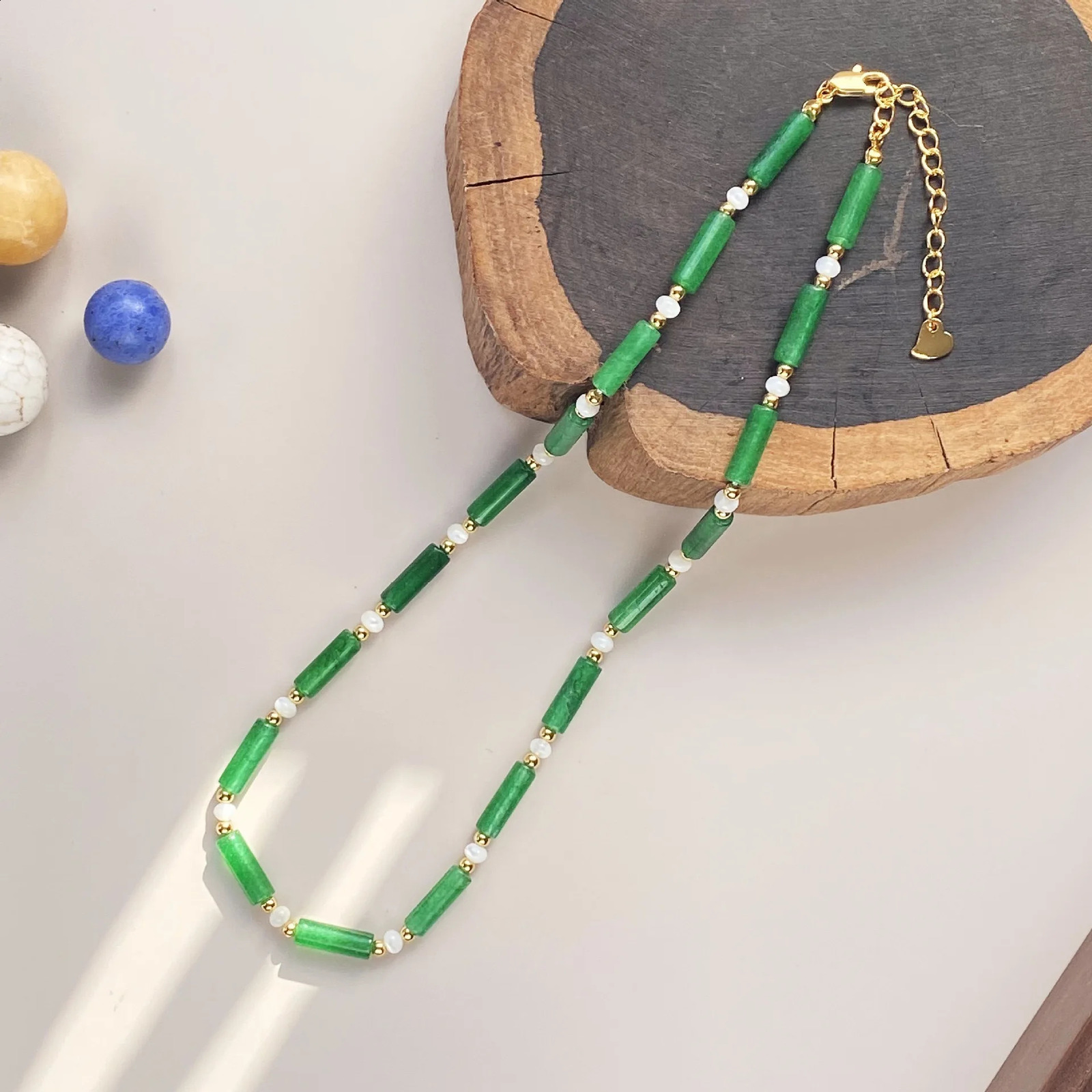 European and American fashion trend high-end n natural stone tiger eye stone bead clown buckle chain 241017