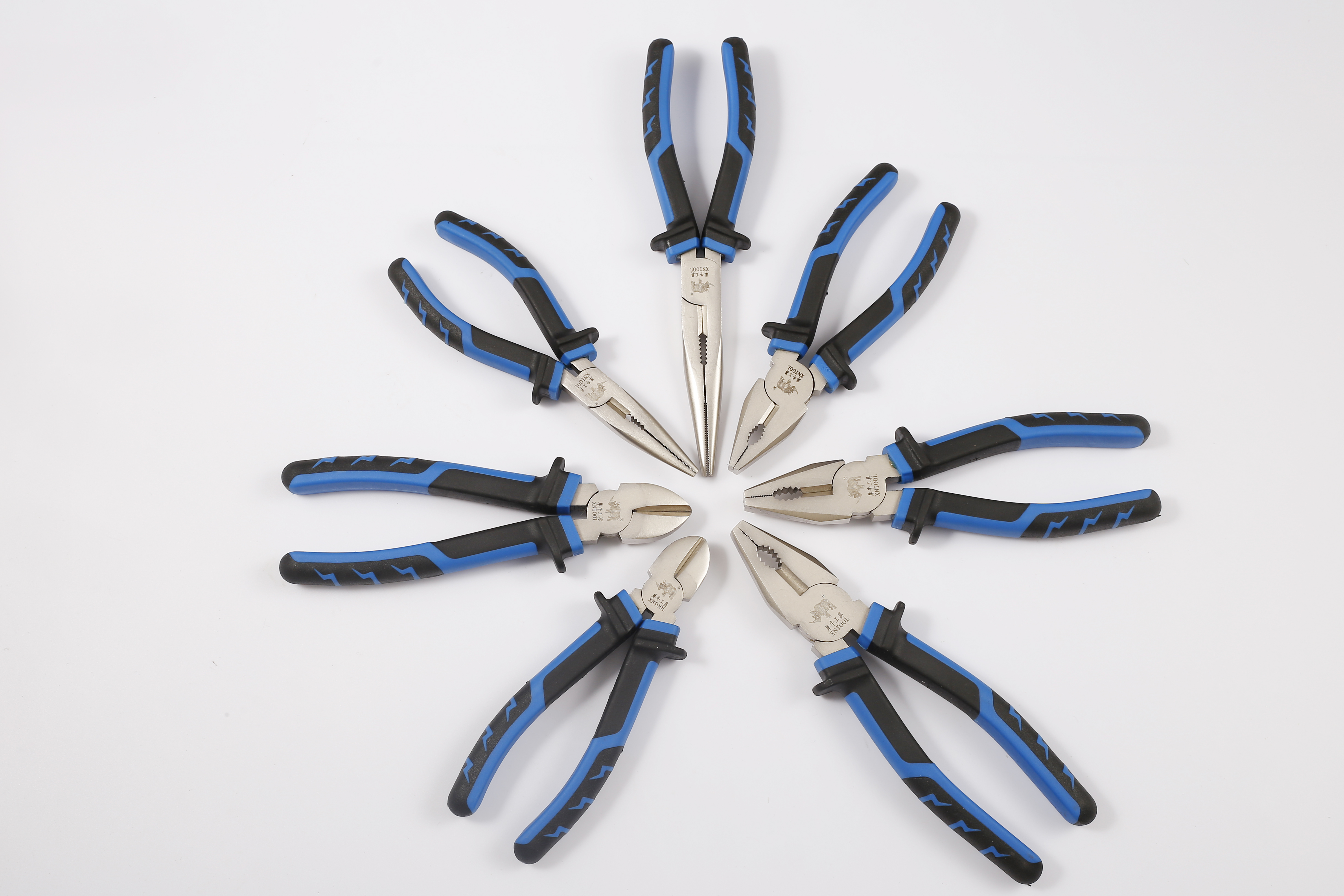 European pliers Blue and black new handle surface nickel plating treatment