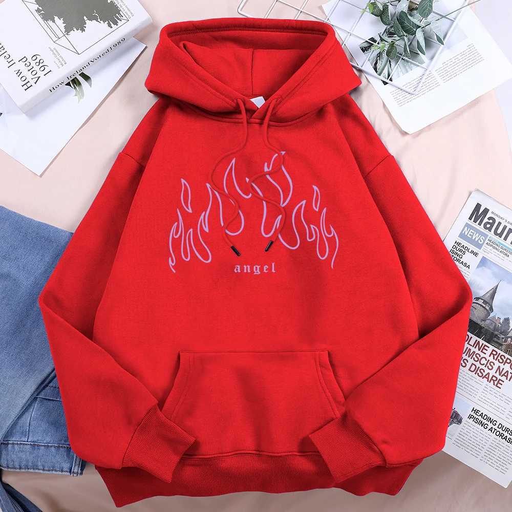 Angel Purple Fire Printed Tracksuit Women Image Novelty Fashion Hoody Comfortable Warm Hoodie Female Casual Daily Basic ClothesX241016