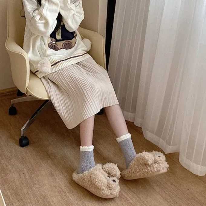 Silent and soft toy poodle slider cute animal winter dog plush slider warm and fluffy puppy slider girlCL241017