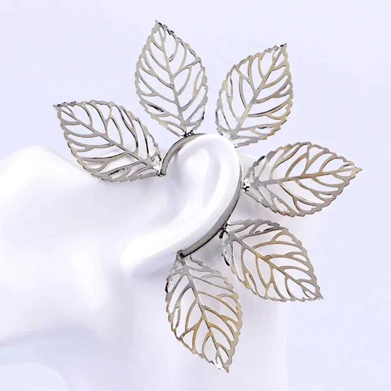 Delysia King Fashion Women Exaggeration Leaf Ear Clip Cute Non Perforated Hollow Large Earrings W241017