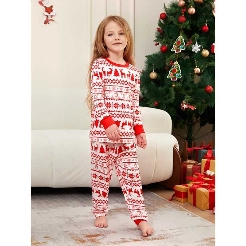 Christmas Family Matching Pajama Set Classic Elk Red Print Adult Mom Dad Daughter Pajama Set W241015