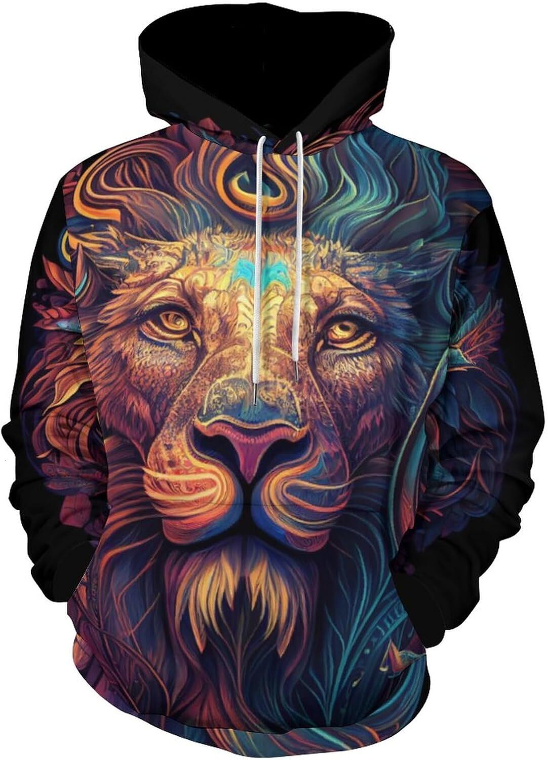 Hoodie for Mens Womens Unisex Novelty Colorful Lion King Hoodie 3D Cartoon Animal Pattern Hoodie Graphic Hoodies sweatshirt Fashionable and Warm