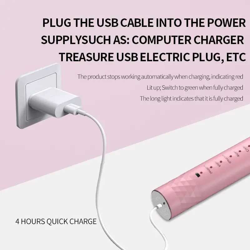 New Arrival Jianpai adult blue pink sonic electric toothbrush adult 5-speed USB charging IPX7 waterproof sonic electric toothbrush G241017