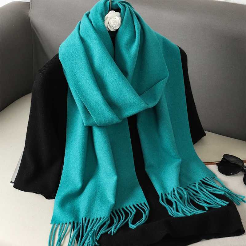 Fashionable solid color 2024 text scarf winter headscarf Tess Tassel long womens shawl cashmere like Pashmina headscarf scarf wrapped X241017