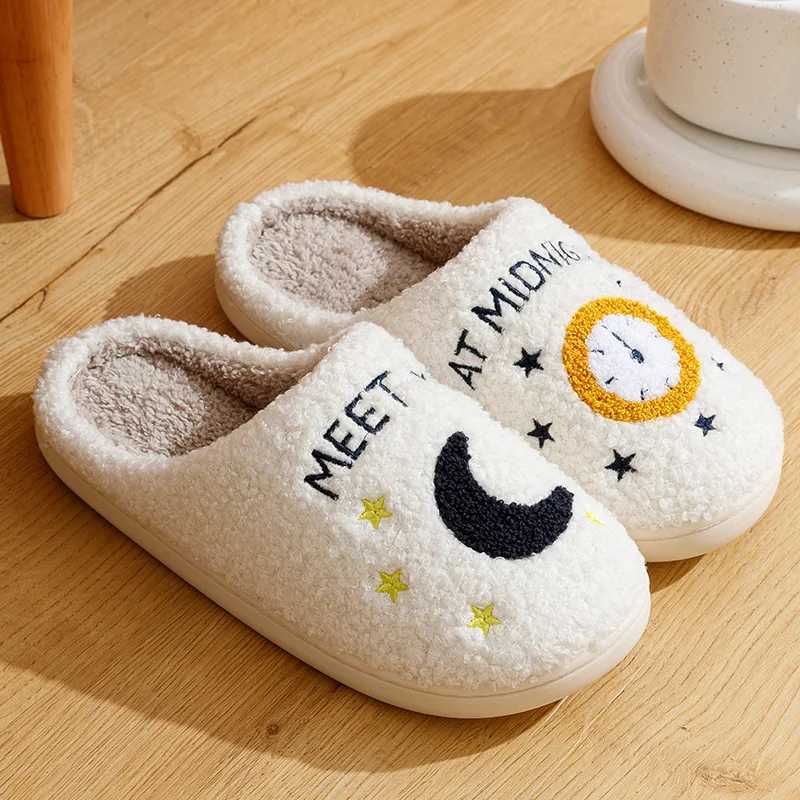 Warm slider cushion slider see me at midnight soft warm and comfortable flat and comfortable blurry womens slider interesting shoesCL241017