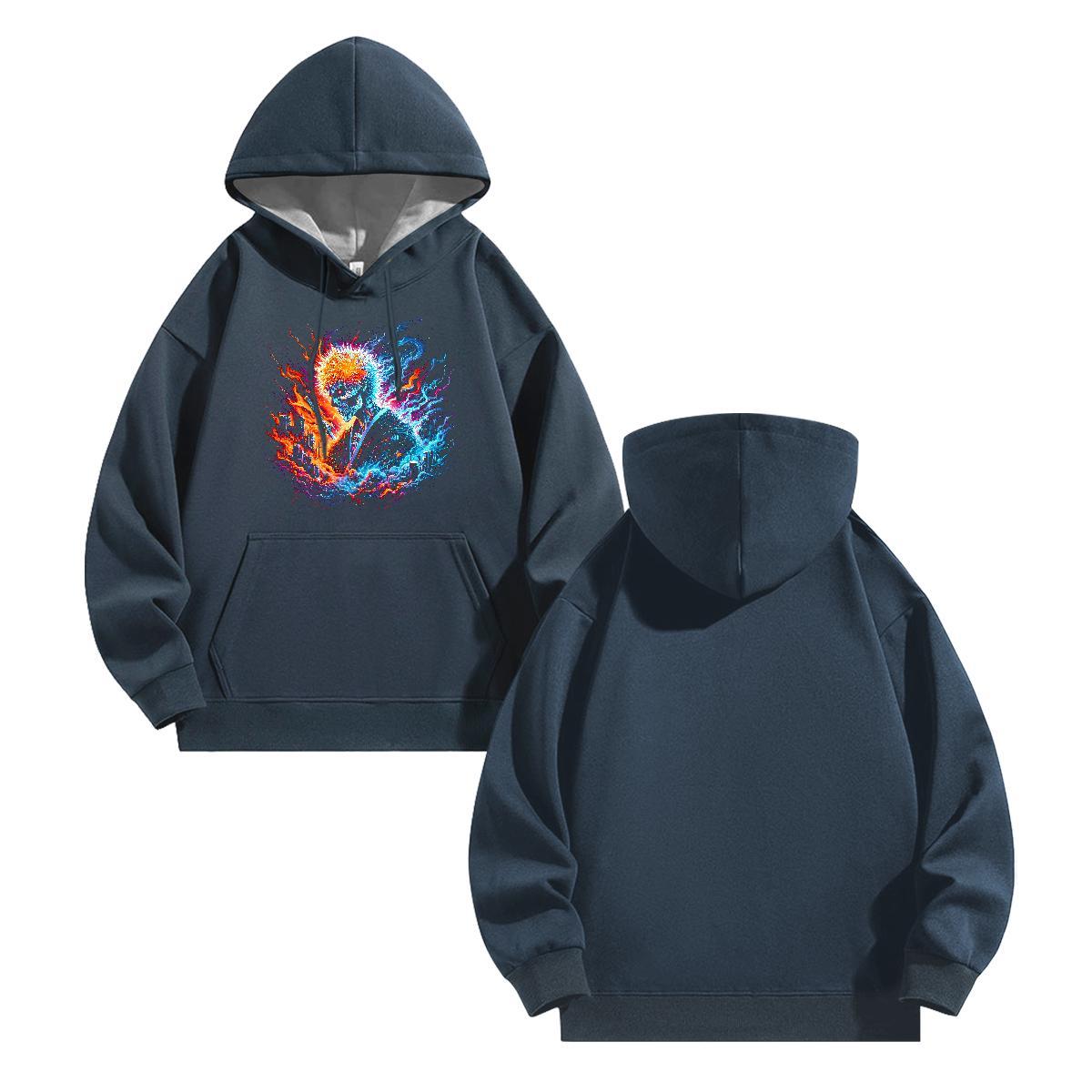 Casual New Mens Hoodie Long Sleeve Drawstring Brand Couples Hoodie Anime Print Tops Hoody Home Outdoor Thick Plush