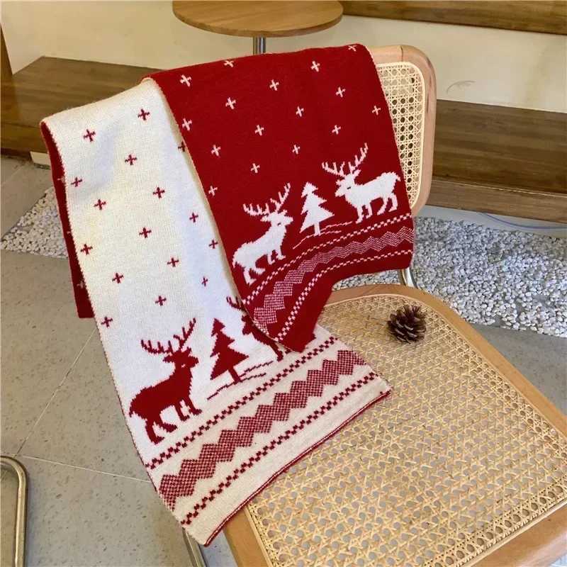 Christmas Gift Red Deer Scarf Text Versatile Autumn/Winter Warm Extended Edition Student Cute Skin Friendly Scarf X241017