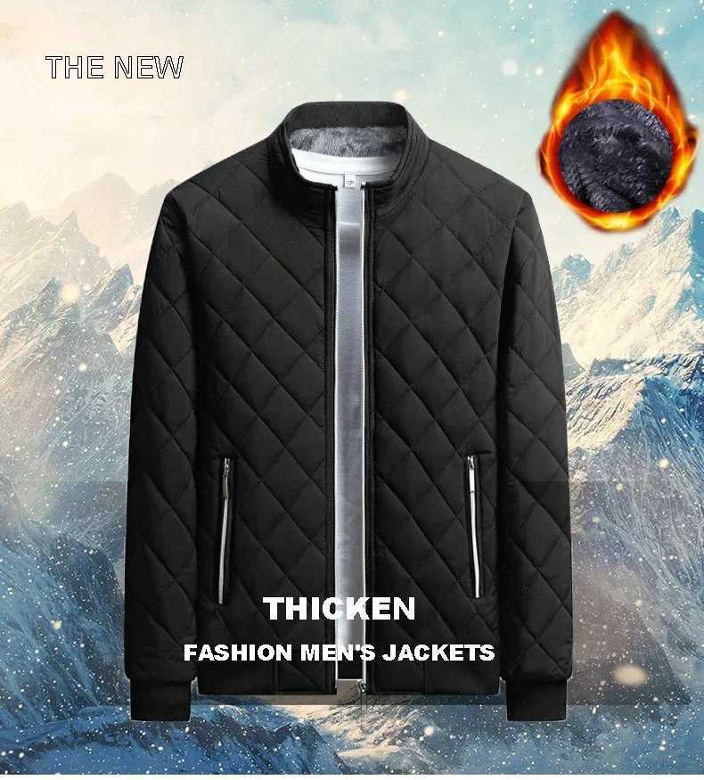 2024 Brand New Slim Fit Coat Autumn Winter Bomber Jacket Men Pattern FLeece Lined Casual Jacket Men Fashion Clothing X241017