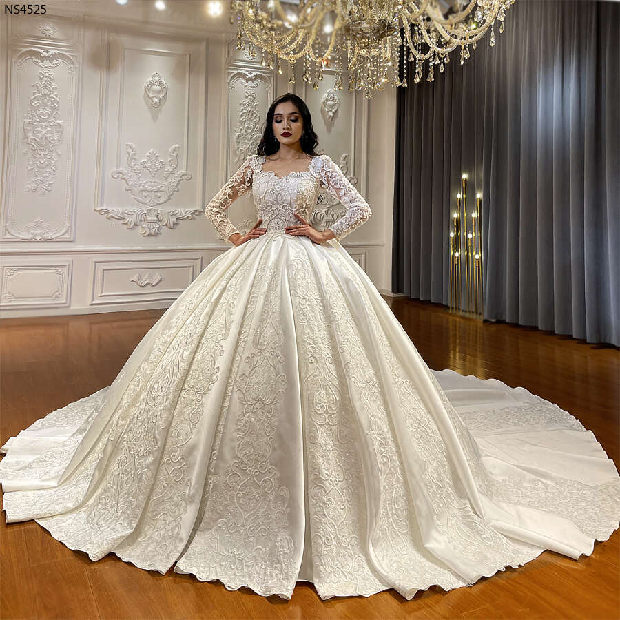 Fashion Satin Wedding Dresses Real Photos High Quality