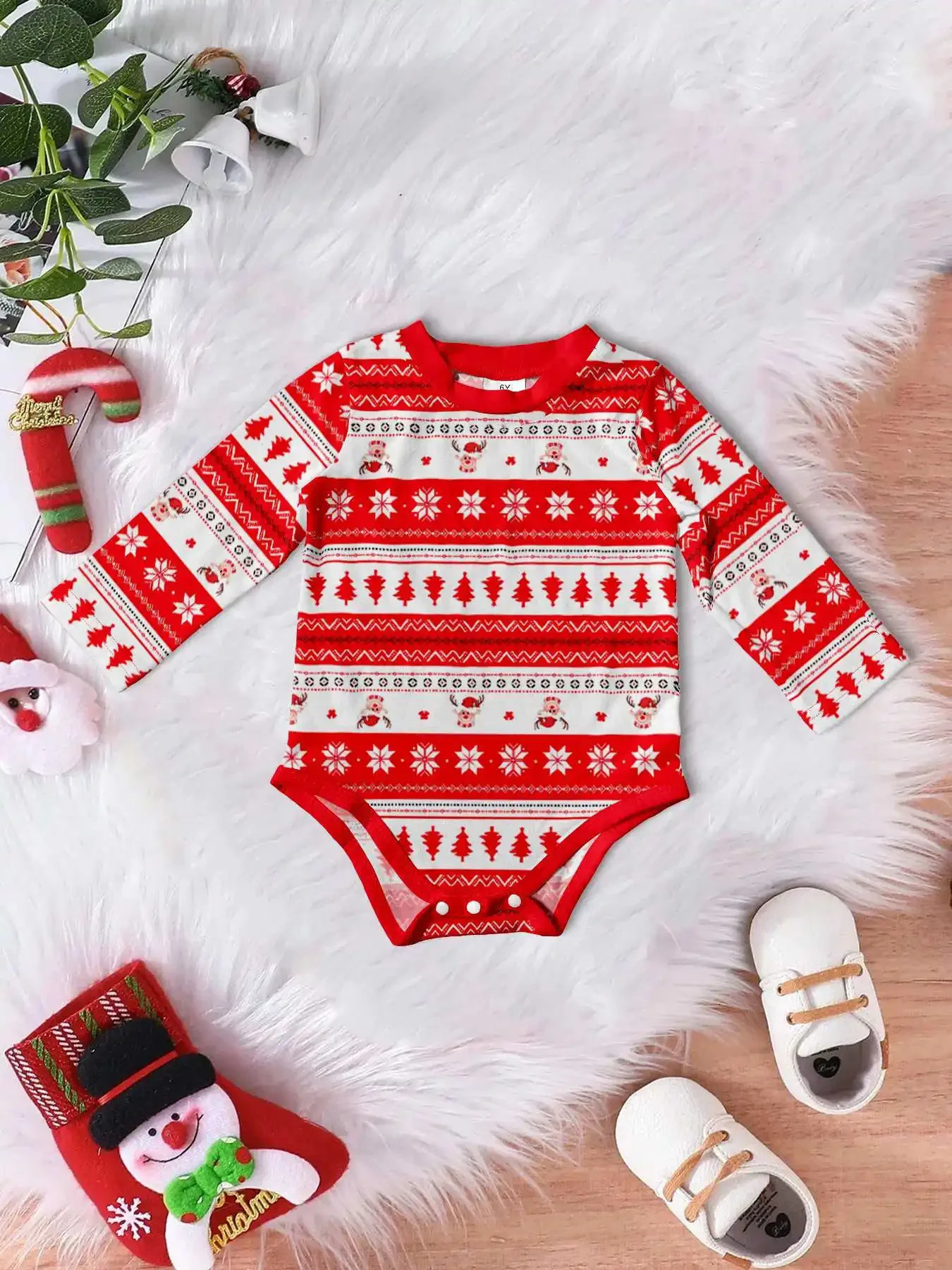 Xmas Family Look Pyjamas Cartoon Print Short Sleeve TShirtTrousers 2pcs Loungewear Christmas Matching Pajamas Set Baby Romper 241017