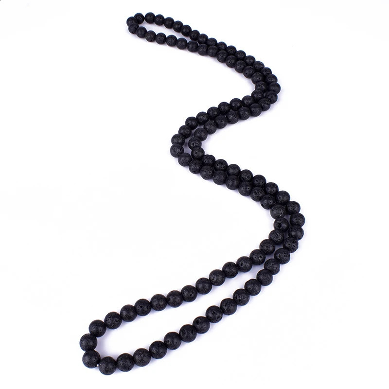 Fashionable volcanic lava bead necklace for men meditation yoga natural stone necklace for women n handmade jewelry 241017