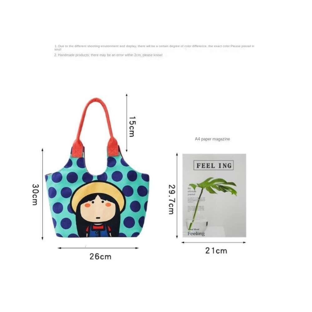 Fashion Cute Print Women's Cartoon Portable Gift Shoulder Canvas Shell Bag Travel Fabric Handbag