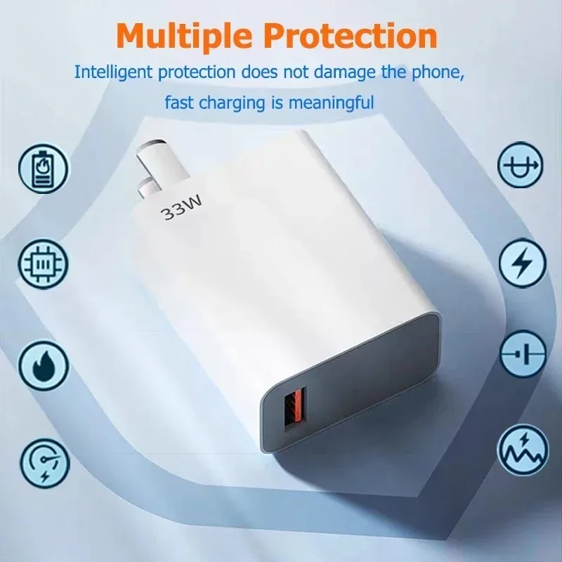 33W USB Charger Quick Charger 6A USB Type C Cable Fast Charging Mobile Phone Adapter for Xiaomi Redmi Note 13 12 iPhone Samsung