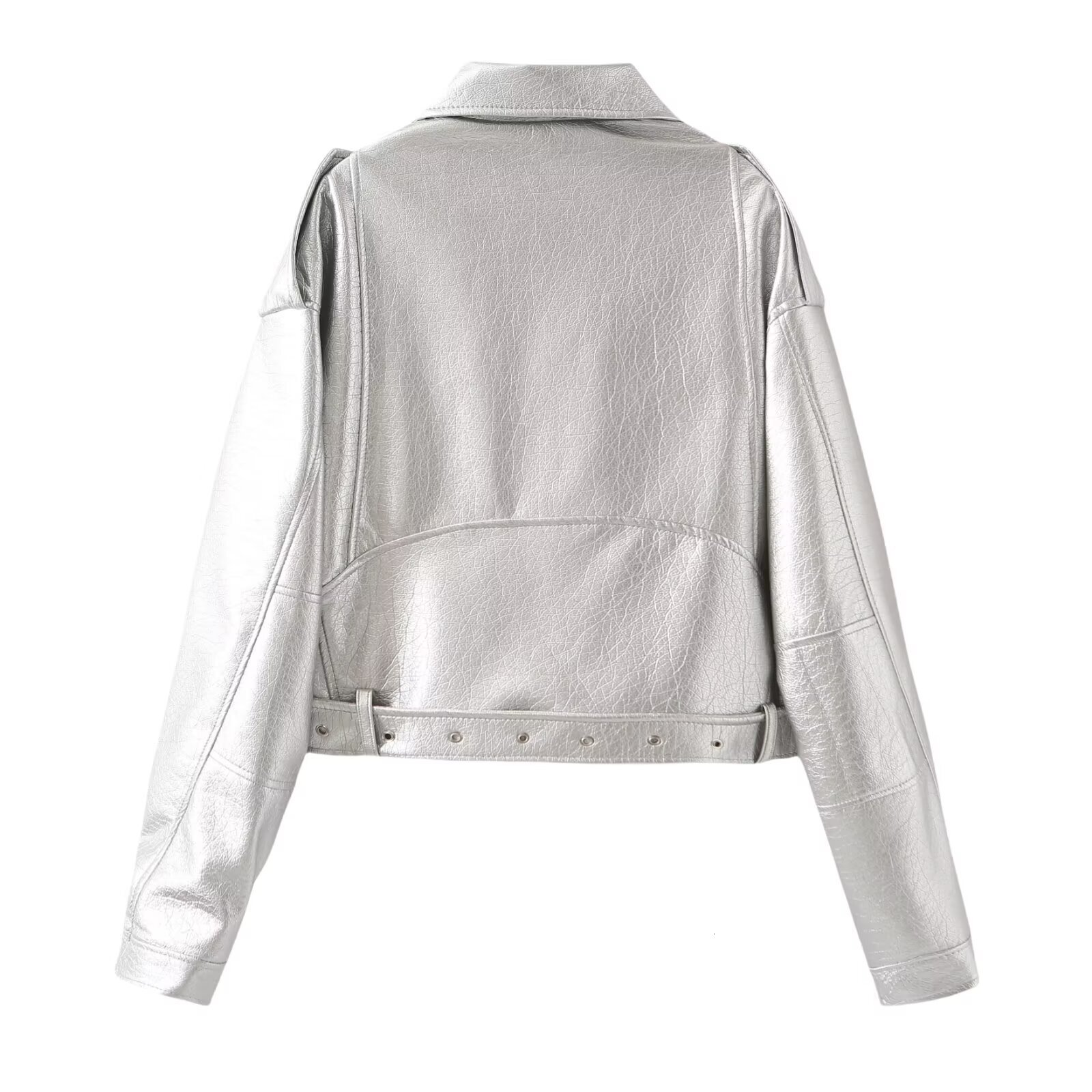 Leather Women's Coat Streetwear Fashion Outwear Elegant Long Sleeve Tops 2024 Inszart Black With Belt Pu Jackets Woman