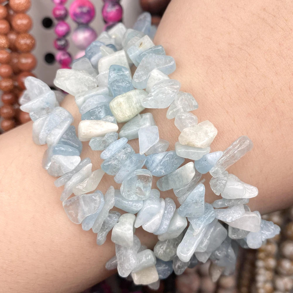 Irregular natural 3-8mm gravel aquamarine gemstone beads loose chip beads used for jewelry making Diy necklace bracelet accessories 241017