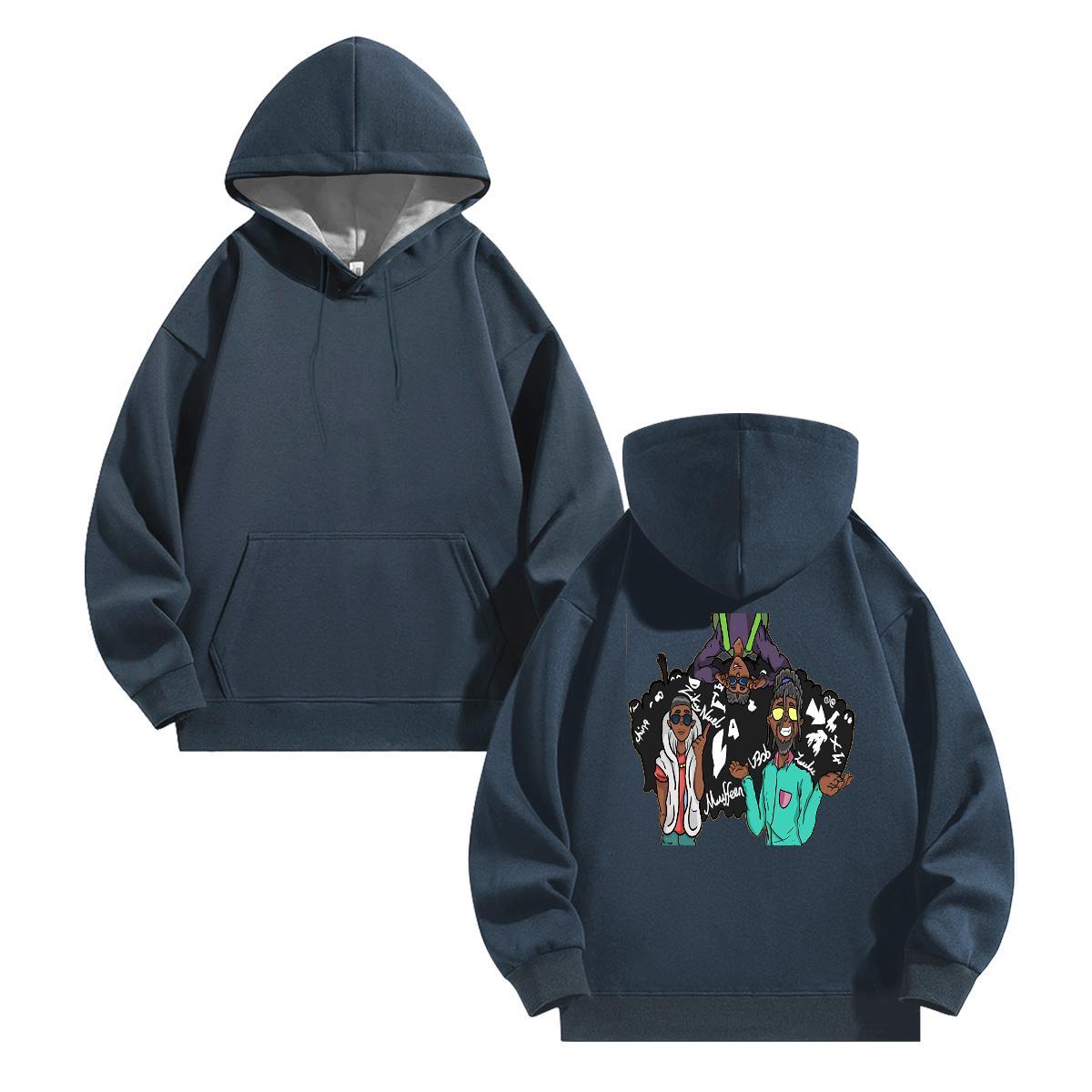 New Man Hoodie Anime Print Free Shipping Mens Hoodie Tops Hoody Casual Daily Wear Velvet Thick Hooded Collar Long Sleeves