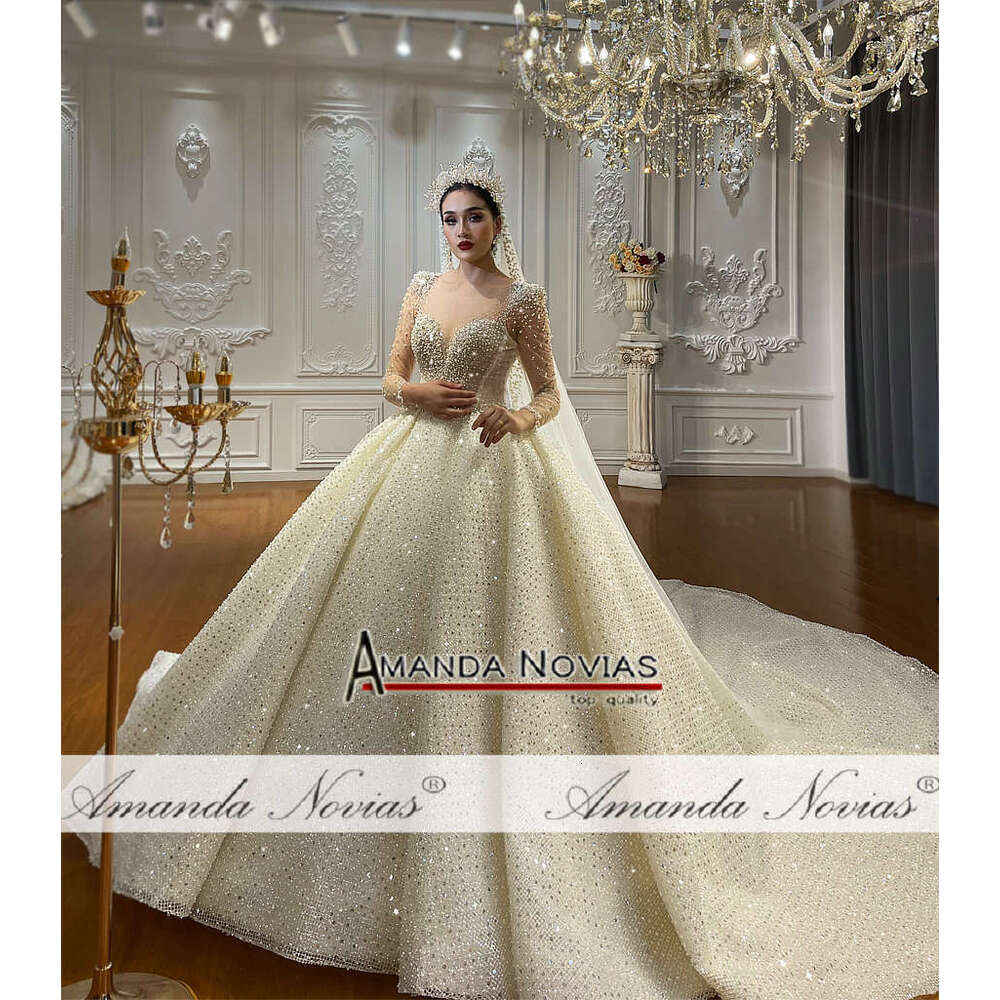 Stunning Beading Pearls Ball Gown Bridal Dress