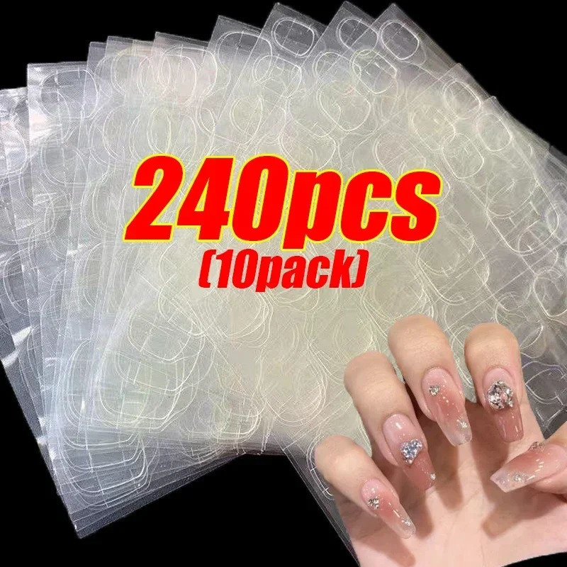10pack Double Side Gel Nail Glue for Press On Nails Transparent False Jelly Nail Tips Sticker Self-Adhesive False Manicure Decal 241007