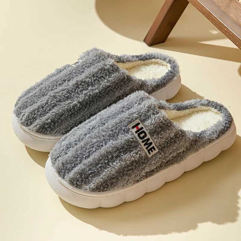 Winter coral velvet womens cotton slippers indoor casual toe packaging slider mens anti slip autumn thick soled polar wool shoesCL241017