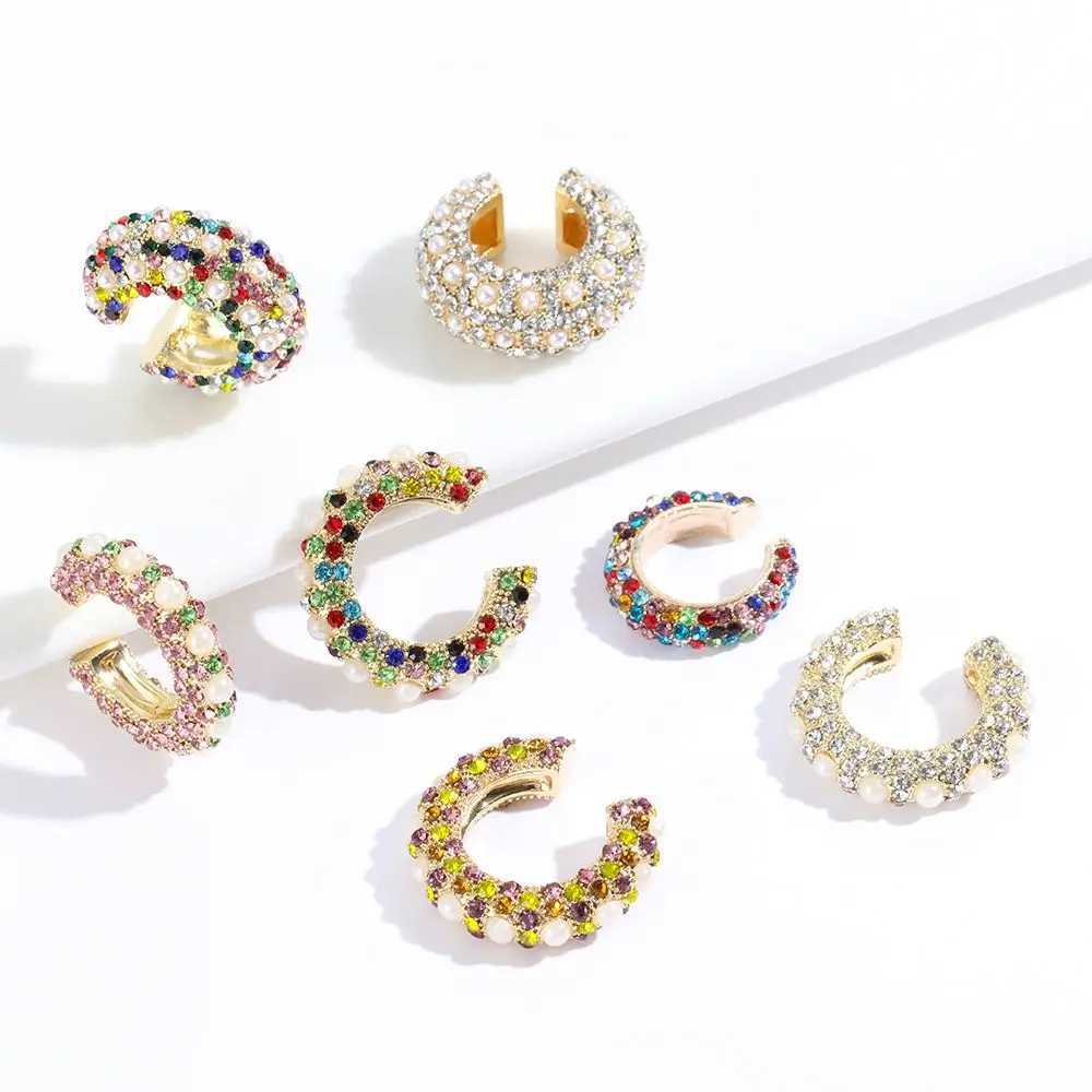 Accessories Non perforated rhinestone pendant jewelry party CZ cuff earrings statement C-shaped cubic zirconia earrings W241017
