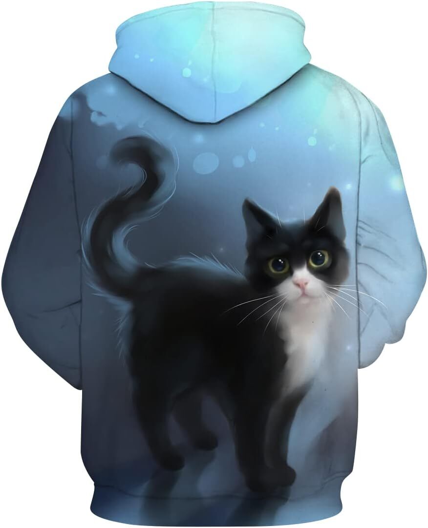 Hoodie for Mens Womens Womens Cat Hoodie Autumn Winter Long Sleeve Pullover Animal Theme Sweatshirt Cute Realistic Graphic Hoodie Graphic Hoodies swea