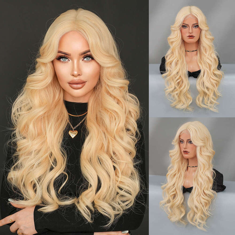 Medium Sized Wig For Women, Caramel Brown Long Hair With Curly Hair, Small Lace Wig, Simulated Big Wave Full Top