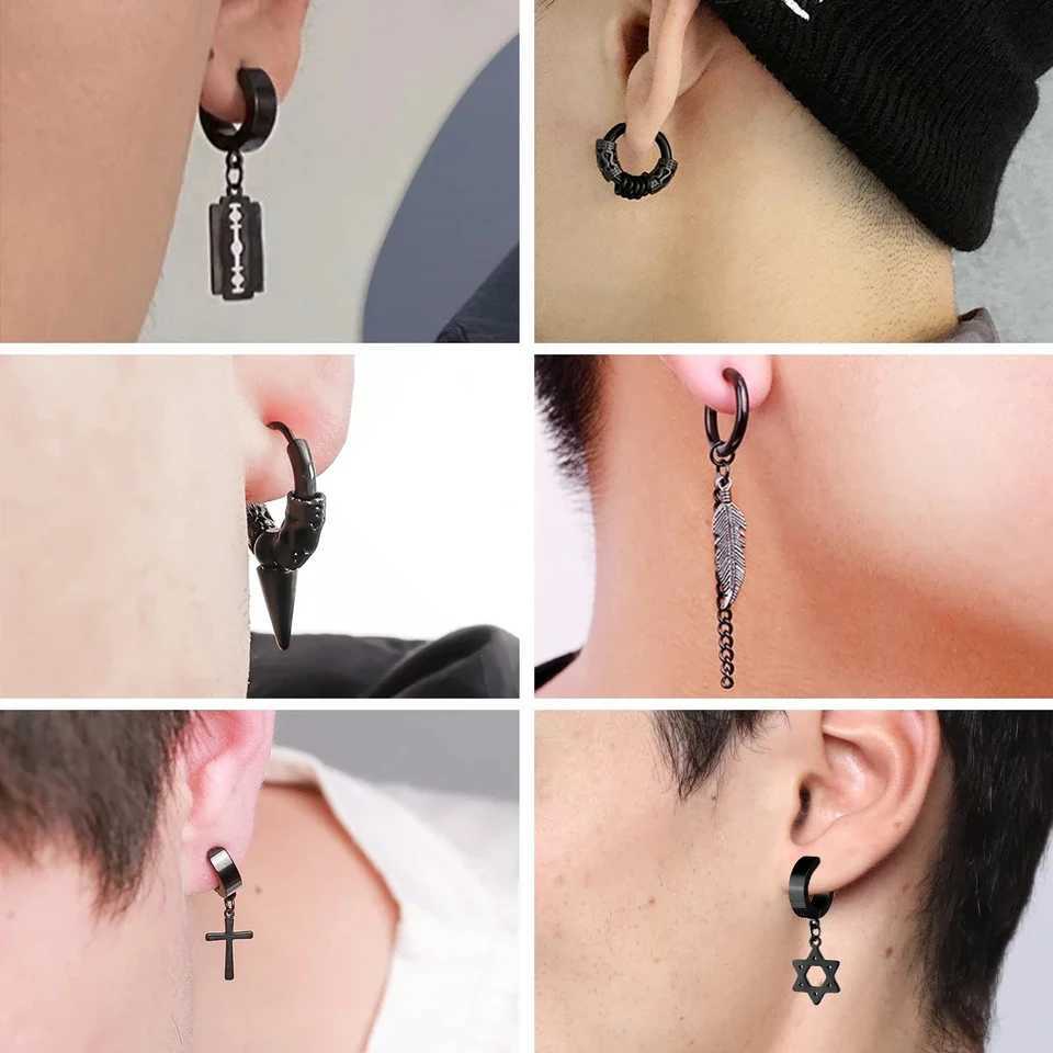 1 pair of neutral punk fashion cross pendant earrings clip non perforated earrings fake earrings mens jewelry daily wearing gifts W241017
