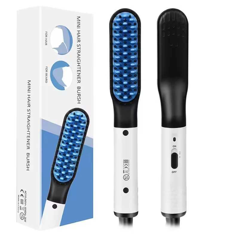 Portable Professional Mens hair straightener Beard grooming Electric comb 2-in-1 Mini ion hair straightenerXJ241016