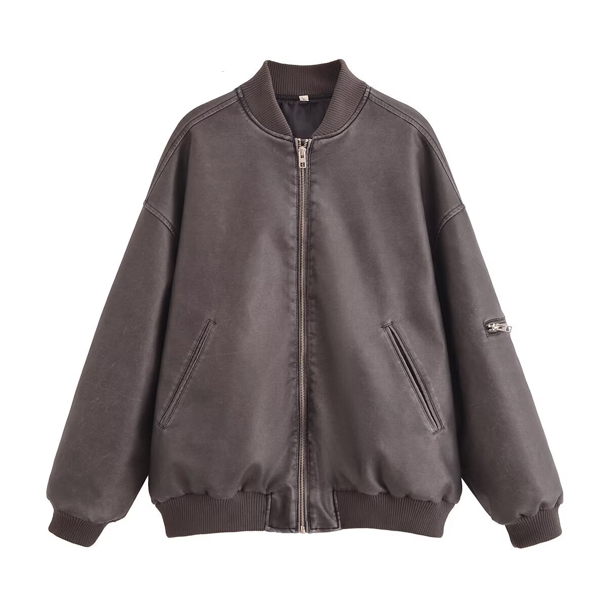 Faux Leather Jackets Women's Pu Long Sleeve Outwear Elegant Solid Fashion 2024 Inszart Casual Loose With Zipper Woman Coat
