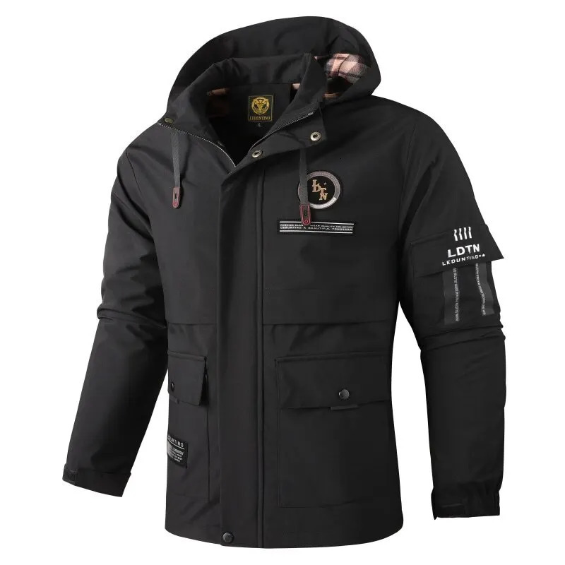 mens autumn parka jacket solid color winter hooded outdoor puffer for men waterproof coats puf 241017