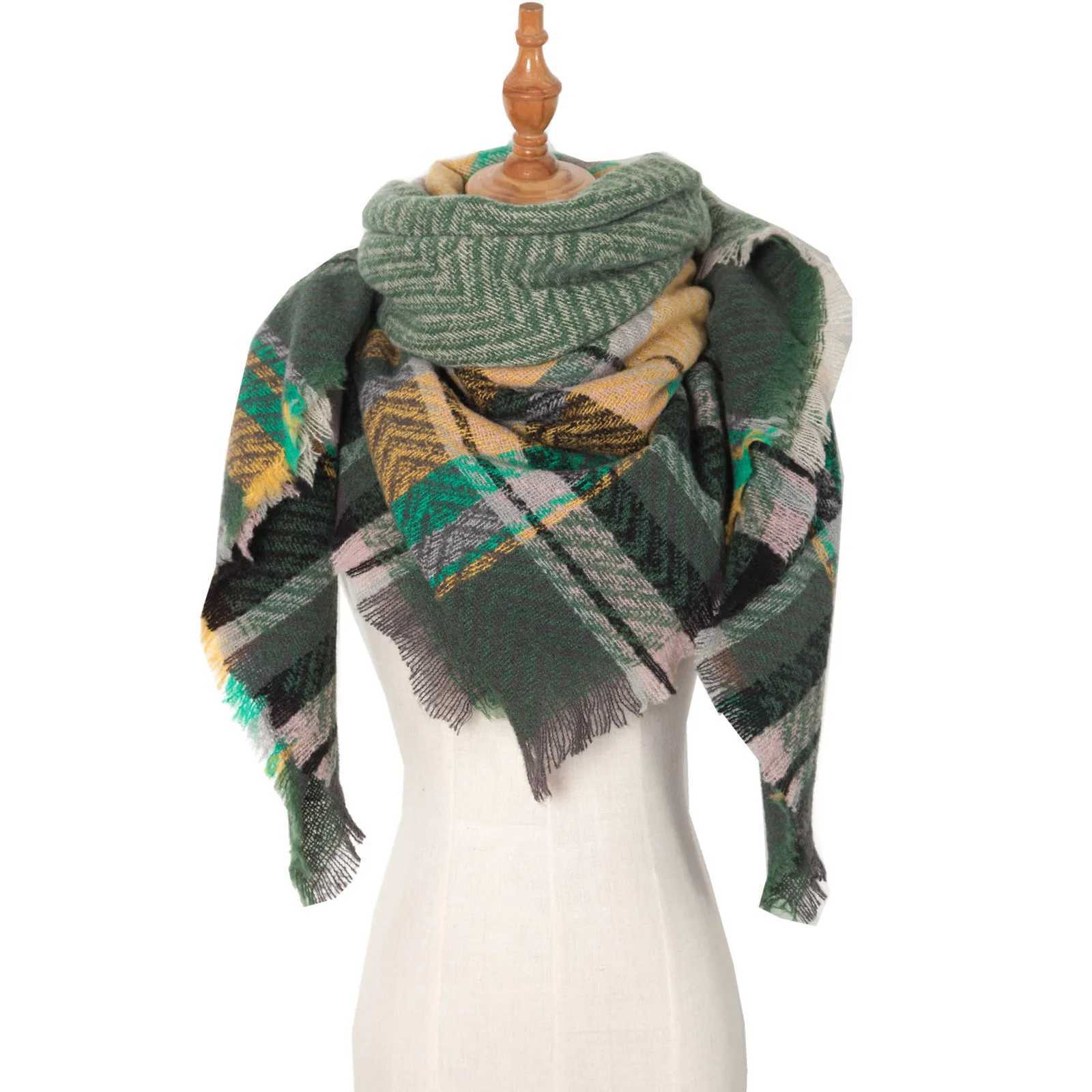 Warm Fashion Plain Scarf Winter Cashmere Tassel Scarf 2024 Fem New Fashion Soft Shawl Bag Neck Warm Triangle Scarf X241017