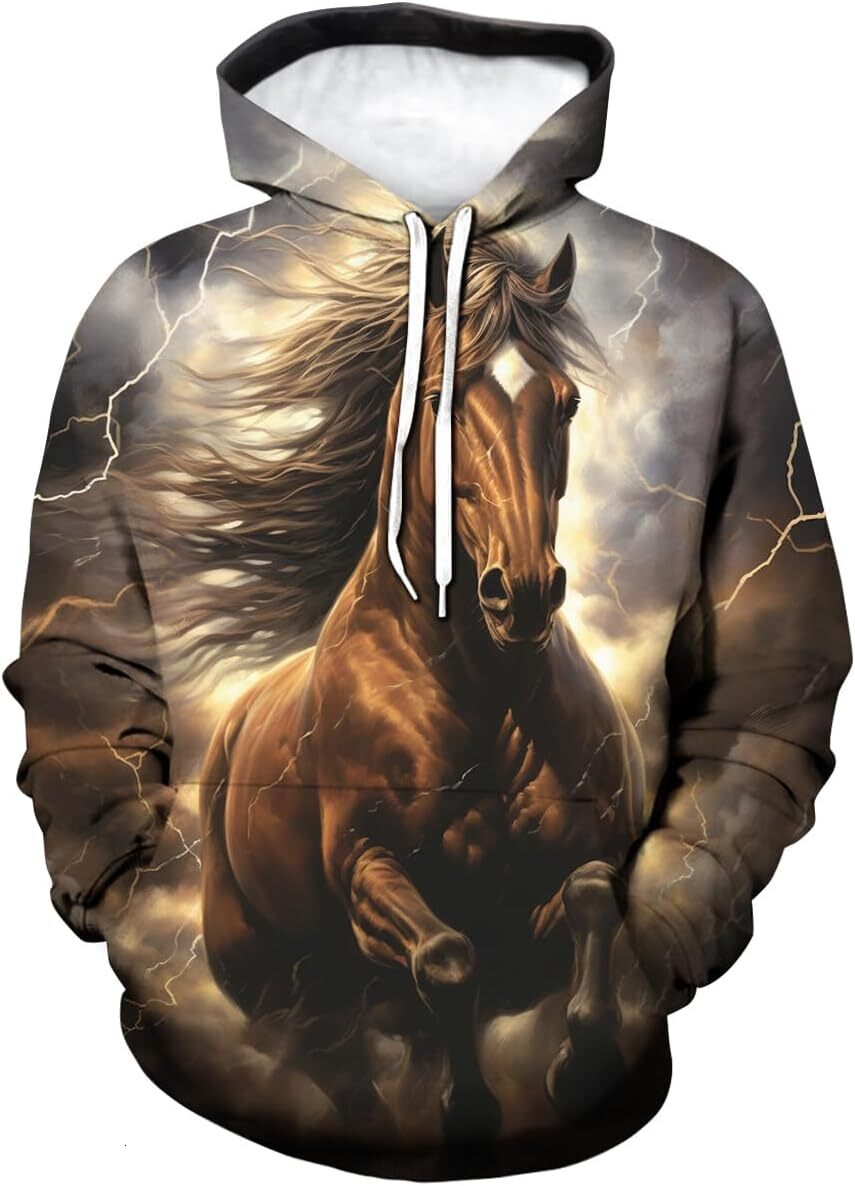 Hoodie for Mens Womens Novelty Horse Pentium Pattern Hoodie 3D Printing Funny AnimalPull Rope Hoodies Pullover Graphic Hoodies sweatshirt Pullover Lon