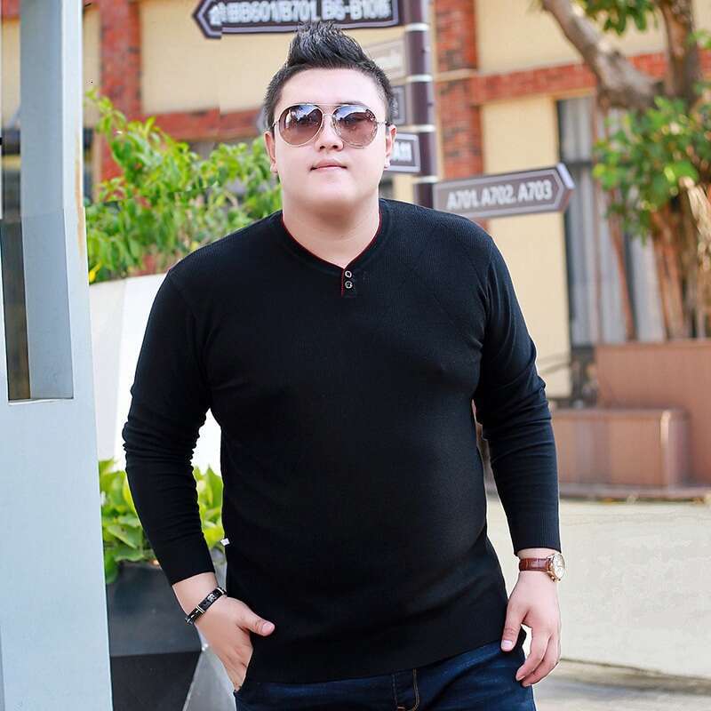 Big Man Wearing Male Solid Color V-Neck Plus Fat Sweater Thick 7Xl 8Xl Large Size