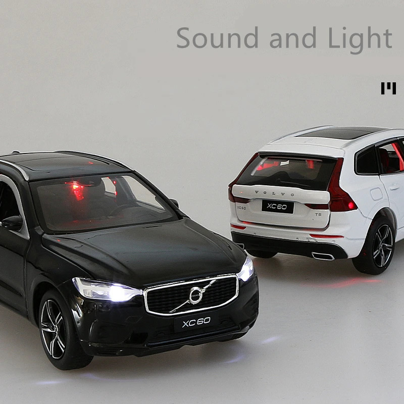 1 32 VOLVOs XC60 XC90 Alloy Car Model Diecast Toy Vehicles Metal Car Model Sound and Light Simulation Collection Kids Toy Gift 241016