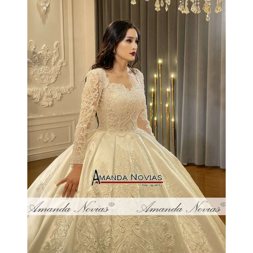 Fashion Satin Wedding Dresses Real Photos High Quality