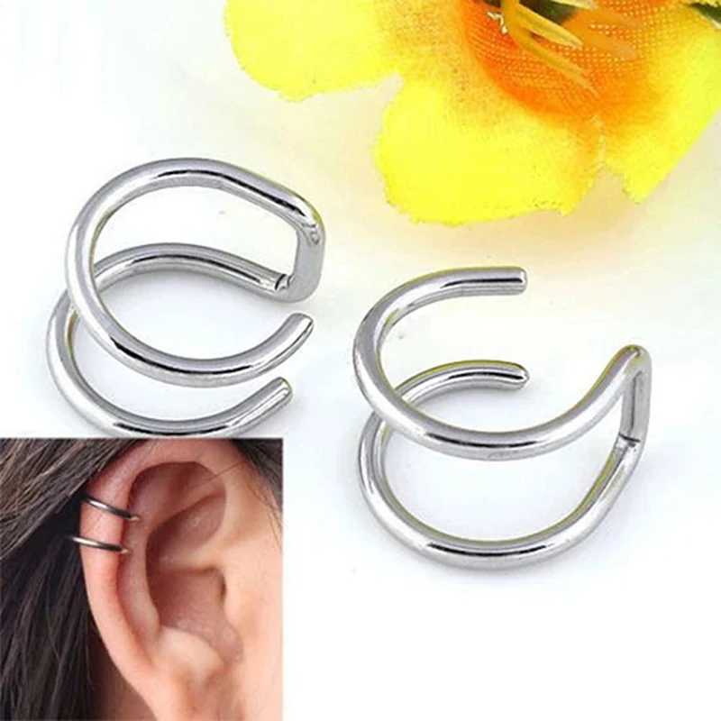 2 pieces of stainless steel clip earrings 2 rows of fake cardboard boxes ear nose lip cuff clip earrings gift aretes de mujer W241017