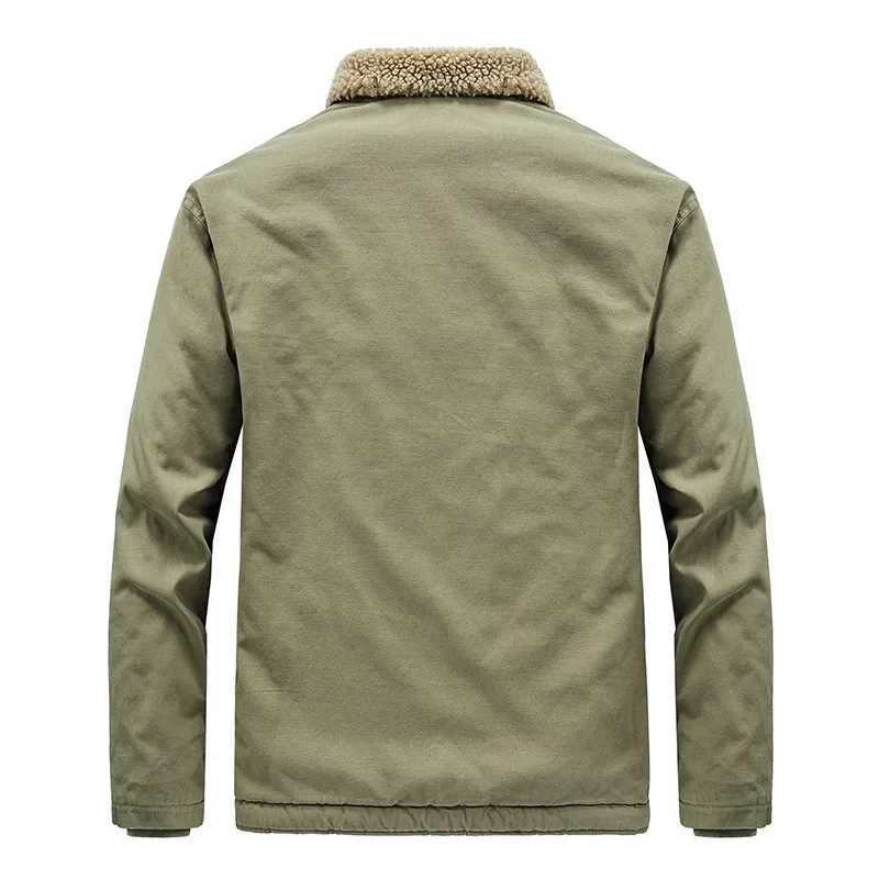 Wool short sleeved mens winter thick fur collar plush workwear pilot jacket cotton coat X241017