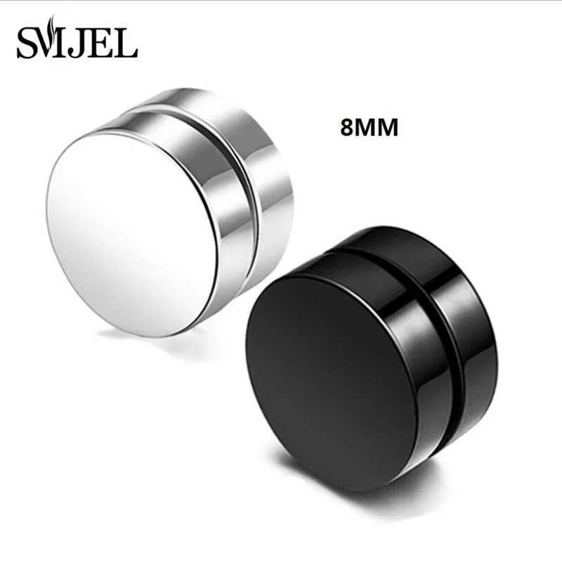Stainless steel non perforated magnetic stud earrings unisex punk black heart star cross skull ear clip jewelry fake perforation gift W241017